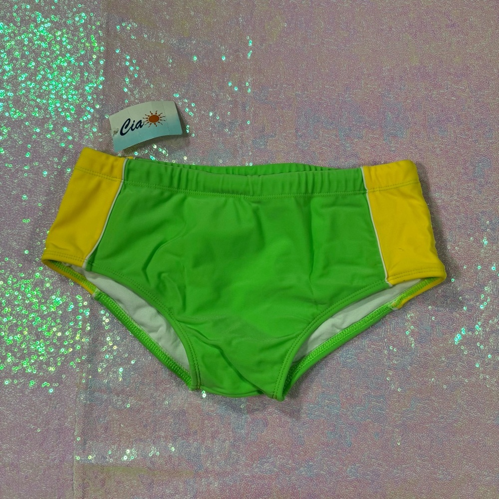 Cia Bright Green and Yellow Boyshort Swimsuit Bottom ★彡